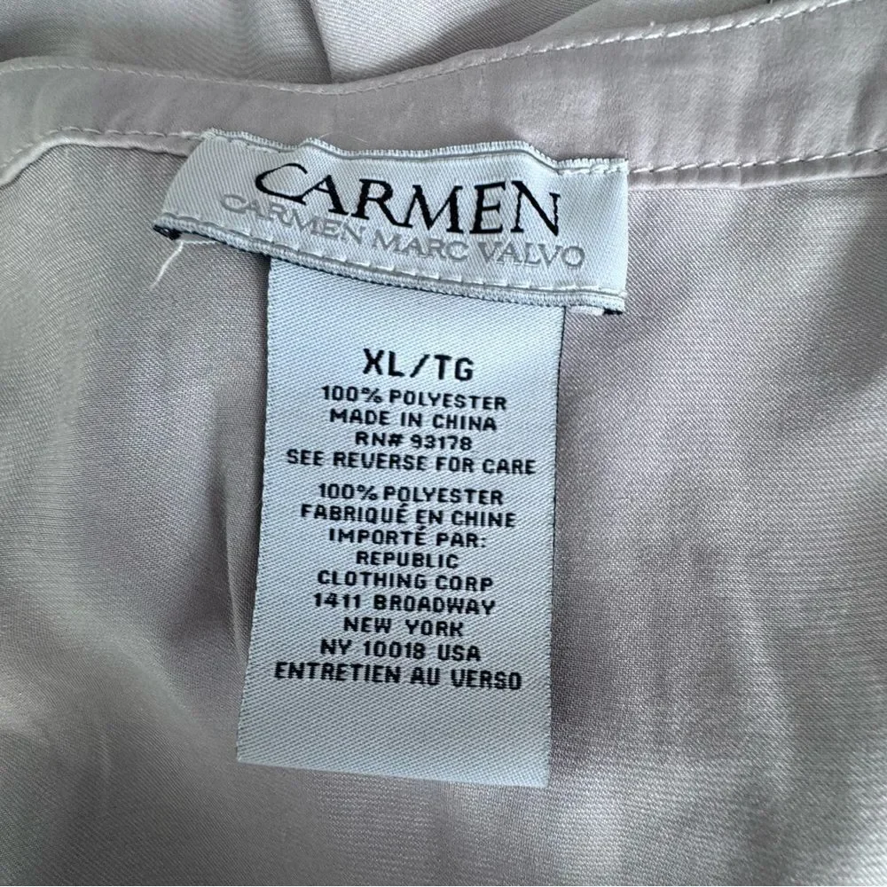 Carmen Mark Valvo Blouse Cream Tunic Long Sleeve Shirt SZ XL - Picture 11 of 13
